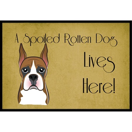 Carolines Treasures Boxer Spoiled Dog Lives Here Indoor & Outdoor Mat, 18 x 27 in. CA77460